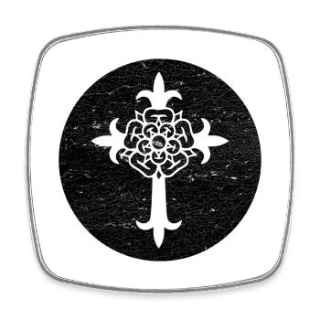 Kreuz Rosenkreuzer Schwarzer Kreis Illustration - Viereckiger Kühlschrankmagnet - Weiß - Vorne