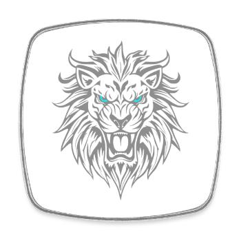 Majestic lion head with blue eyes - Square fridge magnet - white - Front