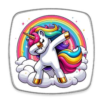 Dabbing Einhorn Regenbogen Unicorn Kinder - Viereckiger Kühlschrankmagnet - Weiß - Vorne