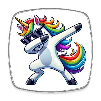 Dabbing Einhorn Dab Unicorn Mädchen Einhörner - Viereckiger Kühlschrankmagnet - Weiß - Vorne