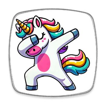 Dabbing Einhorn Dab Unicorn Mädchen Einhörner - Viereckiger Kühlschrankmagnet - Weiß - Vorne