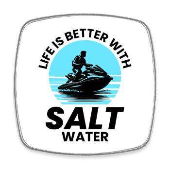 Jet Ski Aventure en eau salée - Magnet carré - blanc - Devant