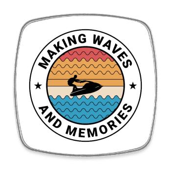 Making Waves and Memories Jetski  - Square fridge magnet - white - Front