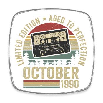 Vintage Car October 1990 Birthday Gift October - Square fridge magnet - white - Front
