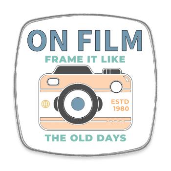 Conception de film d’appareil photo vintage - Magnet carré - blanc - Devant
