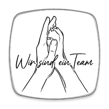 Hand + Dog Paw - High Five - We are a team - Square fridge magnet - white - Front