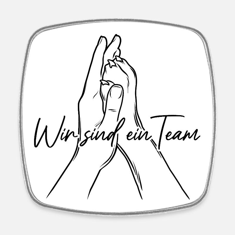 Hand + Hundepfote - High Five - Wir sind ein Team - Viereckiger Kühlschrankmagnet - Weiß