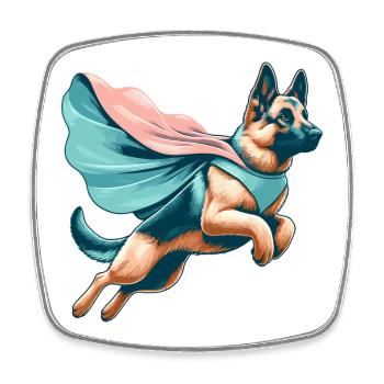 Heldentier Super Hund Schäferhund Cape Geschenk - Viereckiger Kühlschrankmagnet - Weiß - Vorne
