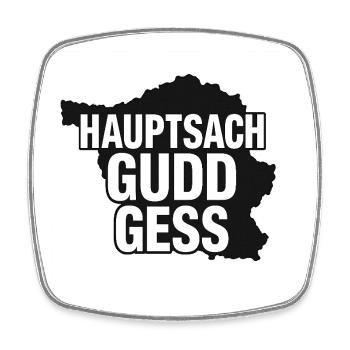 Lustiges Saarland Shirt: Hauptsach gudd gess - Viereckiger Kühlschrankmagnet - Weiß - Vorne