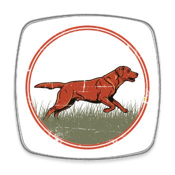 Running hunting dog nature motif - foxred Labrador - Square fridge magnet - white - Front