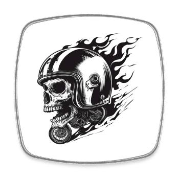 Ride or Die – Skull Rider - Viereckiger Kühlschrankmagnet - Weiß - Vorne