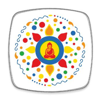 Buddha Mandala Lotusblume Ornament  - Viereckiger Kühlschrankmagnet - Weiß - Vorne