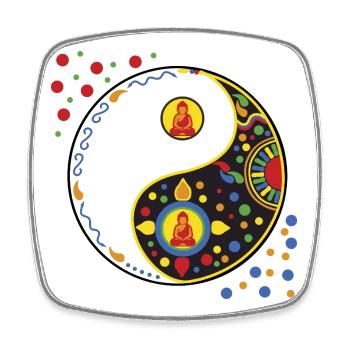 Yin Yang Tao avec Bouddha - Magnet carré - blanc - Devant