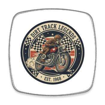 Vintage Dirt Track Motorcycle Logo - Viereckiger Kühlschrankmagnet - Weiß - Vorne