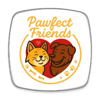 Dogs and Cat Friendship Motif - Square fridge magnet - white - Front
