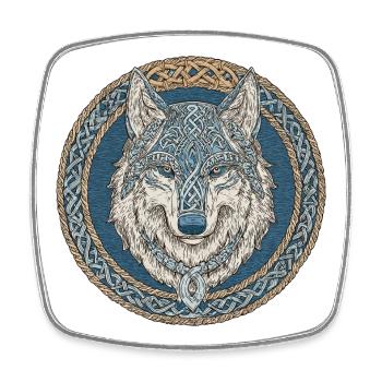 Nordic Wolf Mythology - Square fridge magnet - white - Front