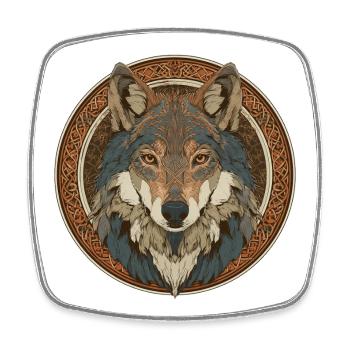 Loup légendaire à motif celtique - Magnet carré - blanc - Devant