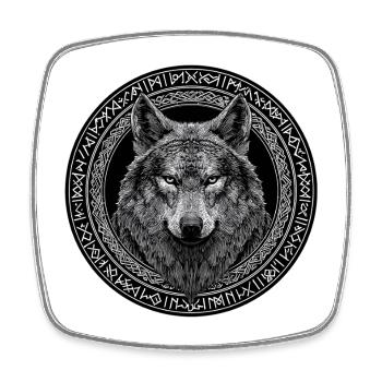 Nordischer Wolf Wikinger Runen - Viereckiger Kühlschrankmagnet - Weiß - Vorne
