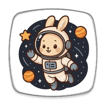 Space bunny in astronaut suit - Square fridge magnet - white - Front