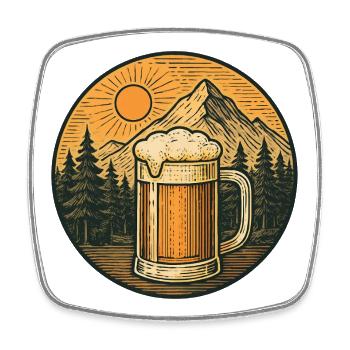 Alpenbier Panorama - Viereckiger Kühlschrankmagnet - Weiß - Vorne
