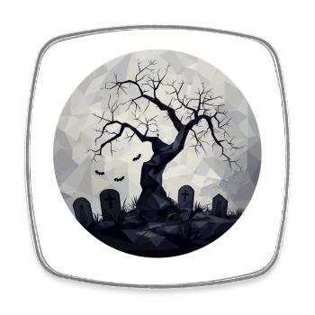 Arbres fantômes sombres avec cimetière - Magnet carré - blanc - Devant