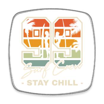 Rétro coucher de soleil Surf Chill Design - Magnet carré - blanc - Devant