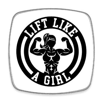 Lift like a girl - Square fridge magnet - white - Front