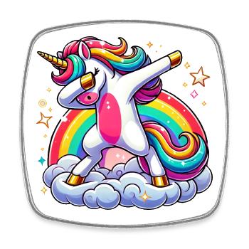 Licornes Dabbing Dab Licorne Licorne Femmes - Magnet carré - blanc - Devant