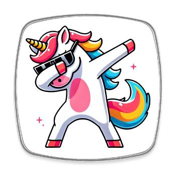 Dab Einhorn Dabbing Einhörner Unicorn Mädchen - Viereckiger Kühlschrankmagnet - Weiß - Vorne
