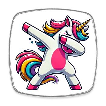 Dab Einhorn Dabbing Einhörner Unicorn Mädchen - Viereckiger Kühlschrankmagnet - Weiß - Vorne