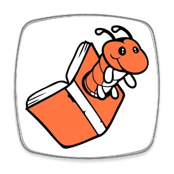 rat de bibliothèque chenille nerd trou de livre geek ver lire - Magnet carré - blanc - Devant