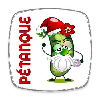 Noël pétanque Boule Cornichons - Magnet carré - blanc - Devant