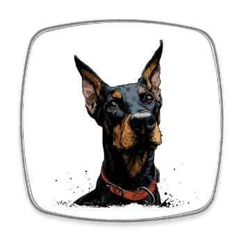 Doberman cool - Magnet carré - blanc - Devant