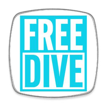 FREE DIVE Bold Typographic Vibrant Design - Square fridge magnet - white - Front