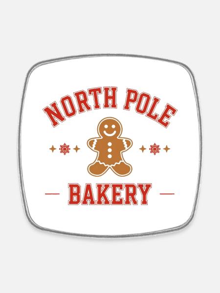 College Style Lebkuchenmann – North Pole Bakery - Viereckiger Kühlschrankmagnet - Weiß