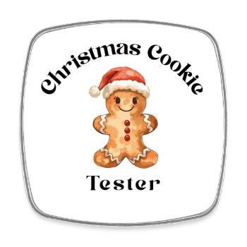 Christmas Cookie Tester – Gingerbread Style - Square fridge magnet - white - Front
