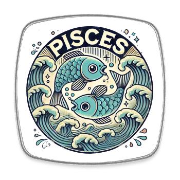 Fische Sternzeichen Fisch Kunst Design - Viereckiger Kühlschrankmagnet - Weiß - Vorne