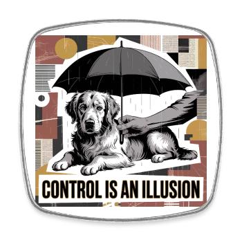 Kontrolle ist eine Illusion Hundekunst - Viereckiger Kühlschrankmagnet - Weiß - Vorne
