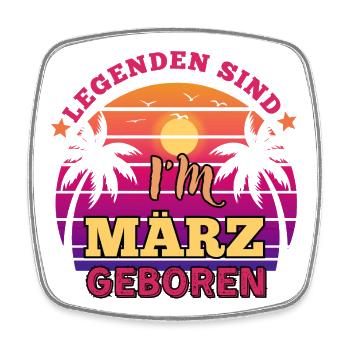 Les légendes sont nées en mars - anniversaire rétro - Magnet carré - blanc - Devant
