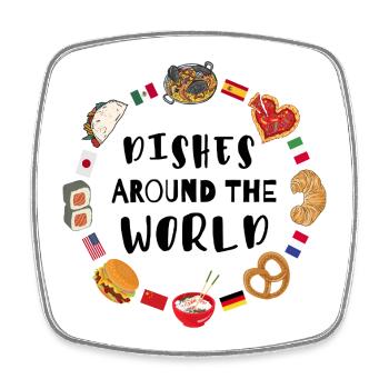 Dishes around the world - Square fridge magnet - white - Front