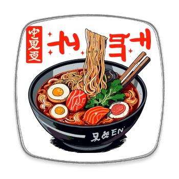 Illustration de bol de ramen vif - Magnet carré - blanc - Devant