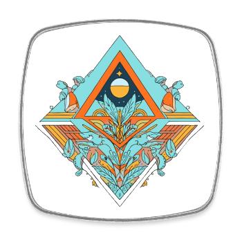 Celestial Dreamscape Geometrisches Design - Viereckiger Kühlschrankmagnet - Weiß - Vorne
