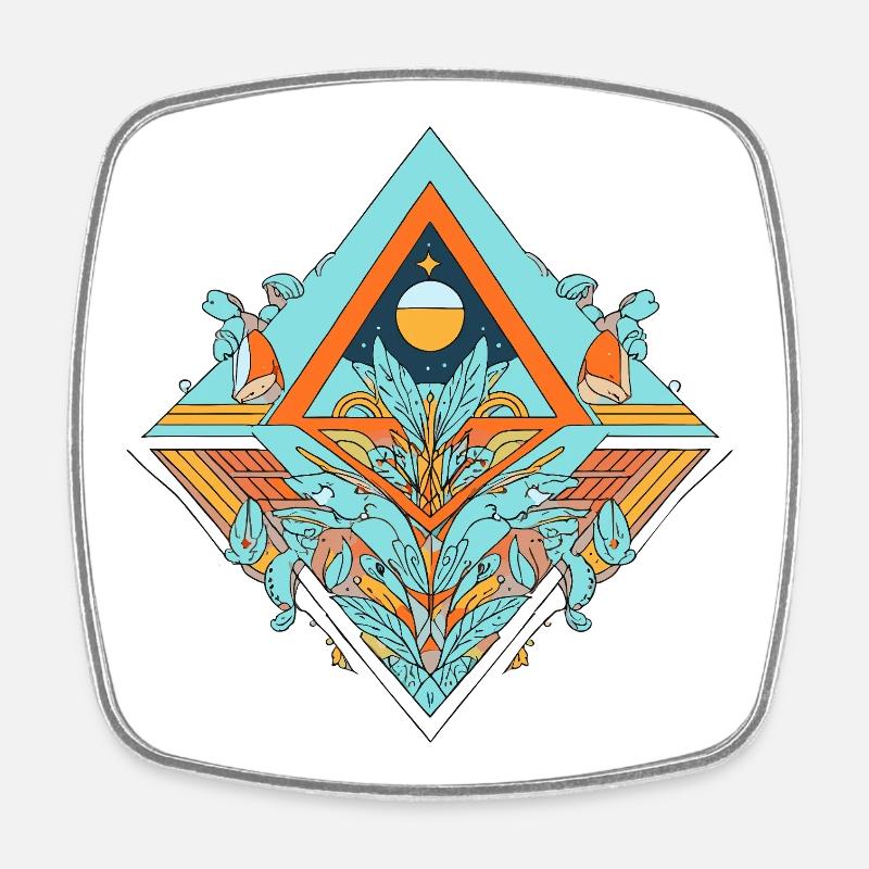 Celestial Dreamscape Geometrisches Design - Viereckiger Kühlschrankmagnet - Weiß
