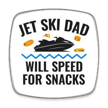 Jet-Ski-Vater rast für Snacks - Viereckiger Kühlschrankmagnet - Weiß - Vorne