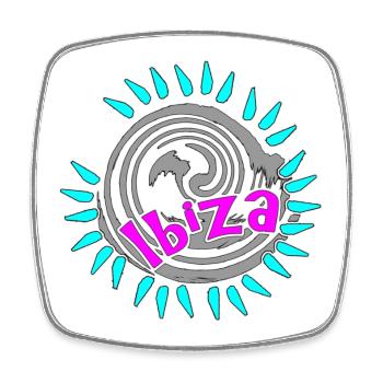 Abstraktes Spiral-Design mit Neonakzenten Ibiza - Viereckiger Kühlschrankmagnet - Weiß - Vorne