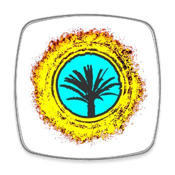 Illustration de palmiers avec explosion de couleurs Majorque - Magnet carré - blanc - Devant