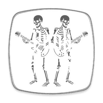 Motif punk rock avec tête de mort et guitare - Magnet carré - blanc - Devant
