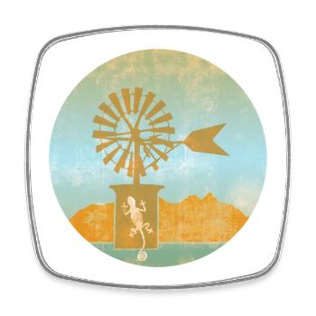 Moulin à vent avec gecko Illustration Majorque - Magnet carré - blanc - Devant