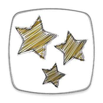 Bright stars in golden stripes - Square fridge magnet - white - Front