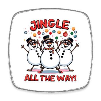 Disco Schneemänner – Jingle All the Way - Viereckiger Kühlschrankmagnet - Weiß - Vorne